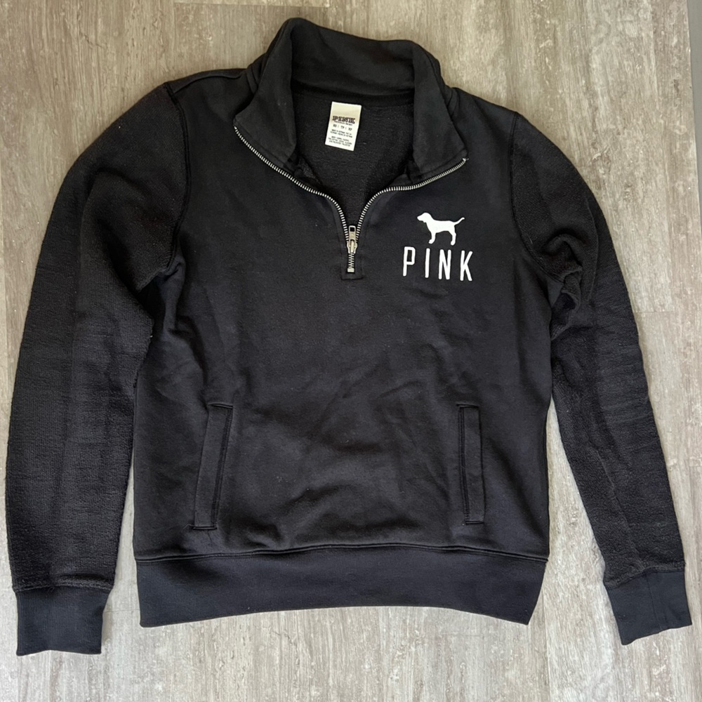 PINK Victoria's Secret Black Zip Up Sweater